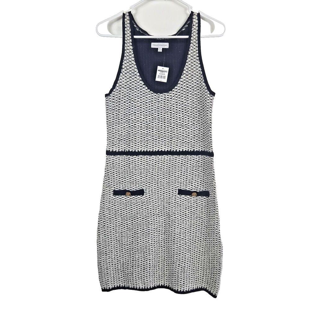 Torn by Ronny Kobo Women's Size Small Black Ivory Sleeveless Knit Lyra Dress NWT